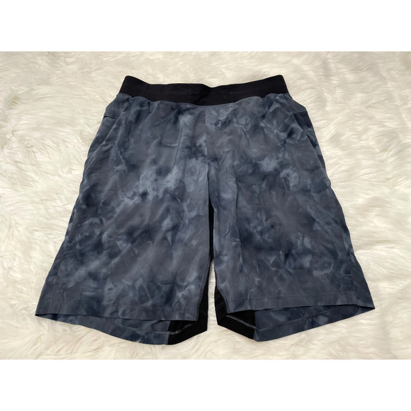 Lululemon T.H.E. Short Linerless 9" Diamond Dye Blue Charcoal Black Sz M